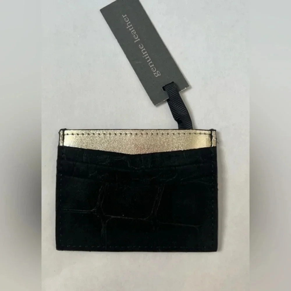 Urbancode  Black And Gold Animal Print Genuine Leather wallet card holder